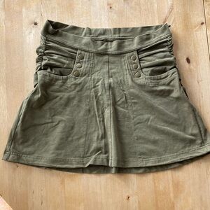 Olive Green Mini Skirt with Button Accents